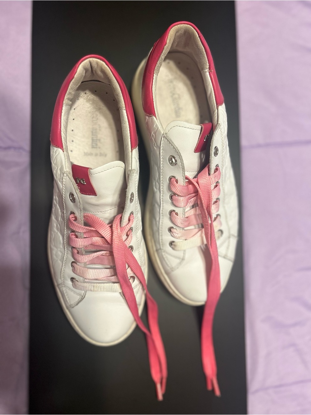 Nero Giardini White Sneakers with Pink Accents